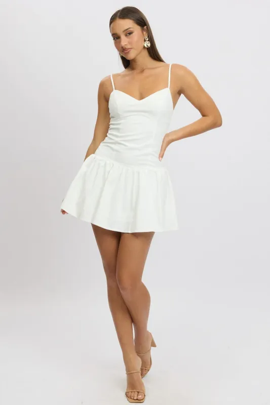 White Fit And Flare Dress Drop Waist sold by Ally Fashion