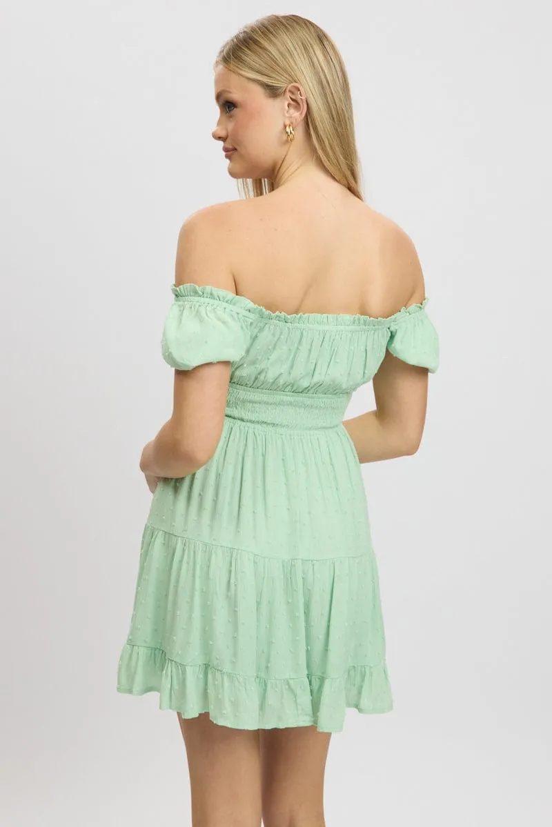 Green Fit And Flare Dress Puff Sleeve Mini sold by Ally Fashion product image thumbnail 5