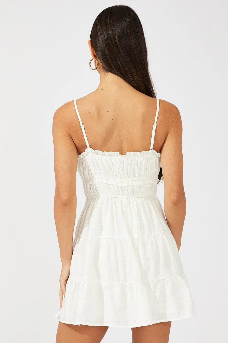 White Fit and Flare Dress Sleeveless Tiered sold by Ally Fashion product image thumbnail 5