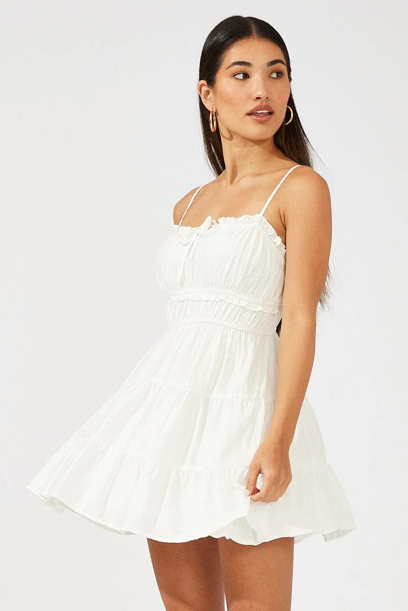 White Fit and Flare Dress Sleeveless Tiered sold by Ally Fashion product image thumbnail 3