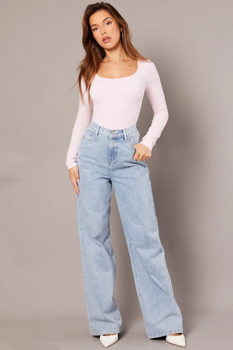 Pink T Shirt Long Sleeve Seamless Scoop Neck sold by Ally Fashion product image thumbnail 2