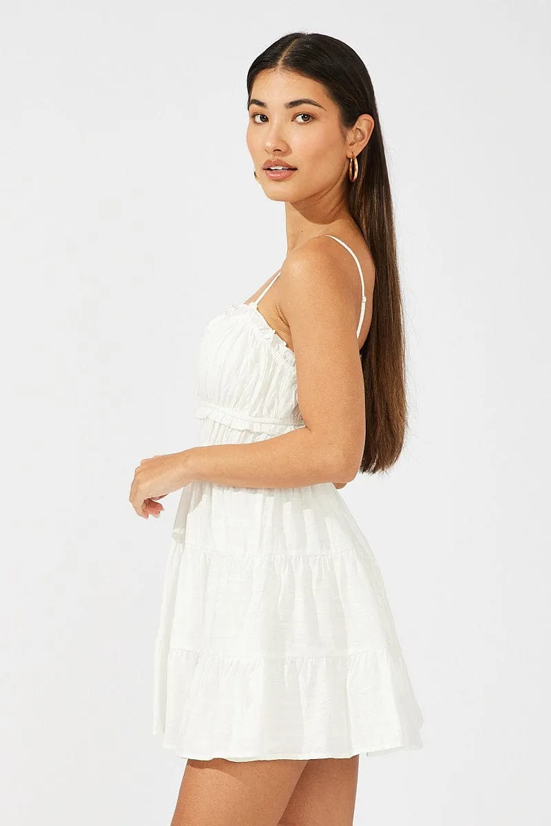 White Fit and Flare Dress Sleeveless Tiered sold by Ally Fashion product image thumbnail 4