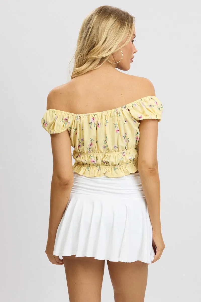 Yellow Ditsy Crop Top Short Sleeve sold by Ally Fashion product image thumbnail 5