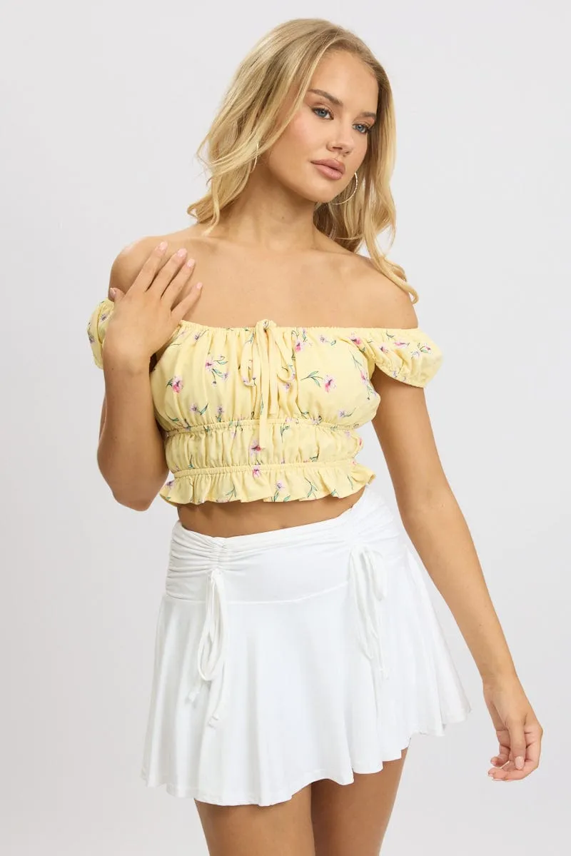 Yellow Ditsy Crop Top Short Sleeve sold by Ally Fashion product image thumbnail 3