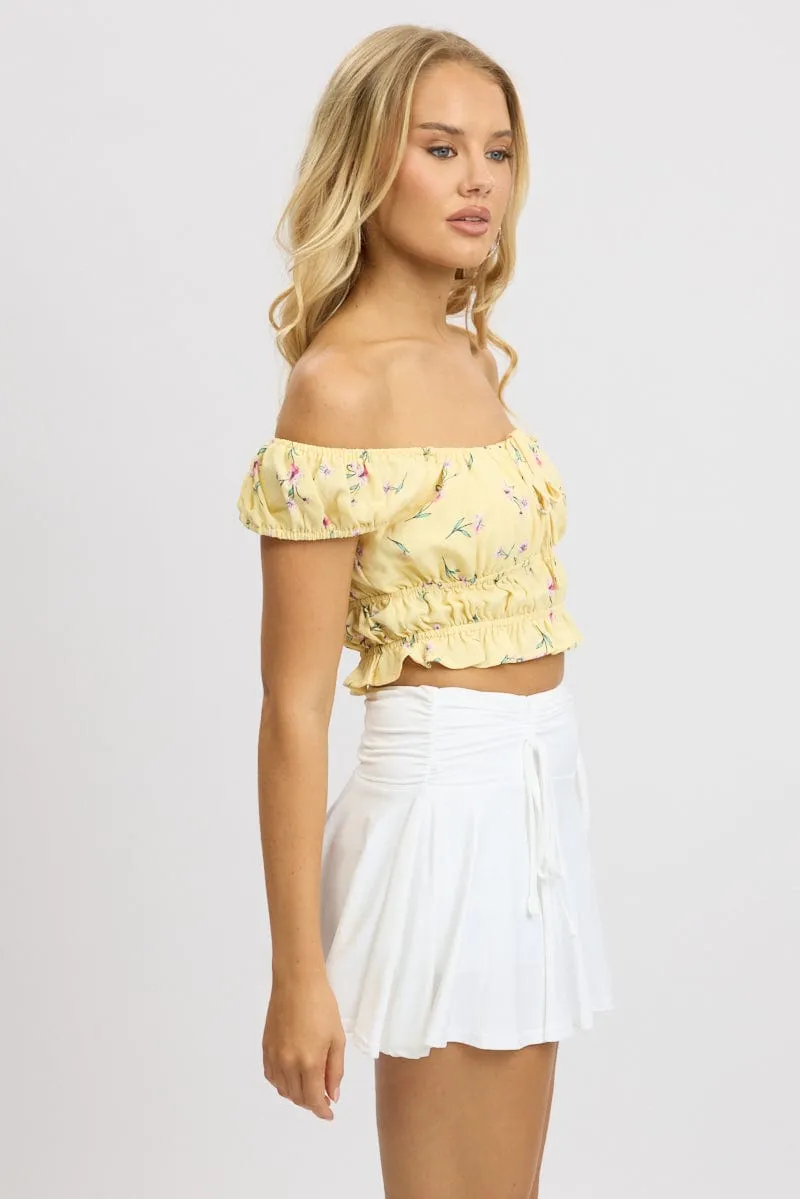 Yellow Ditsy Crop Top Short Sleeve sold by Ally Fashion product image thumbnail 4