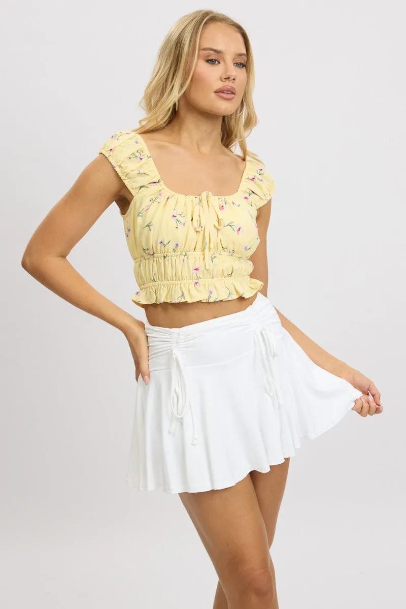 Yellow Ditsy Crop Top Short Sleeve sold by Ally Fashion