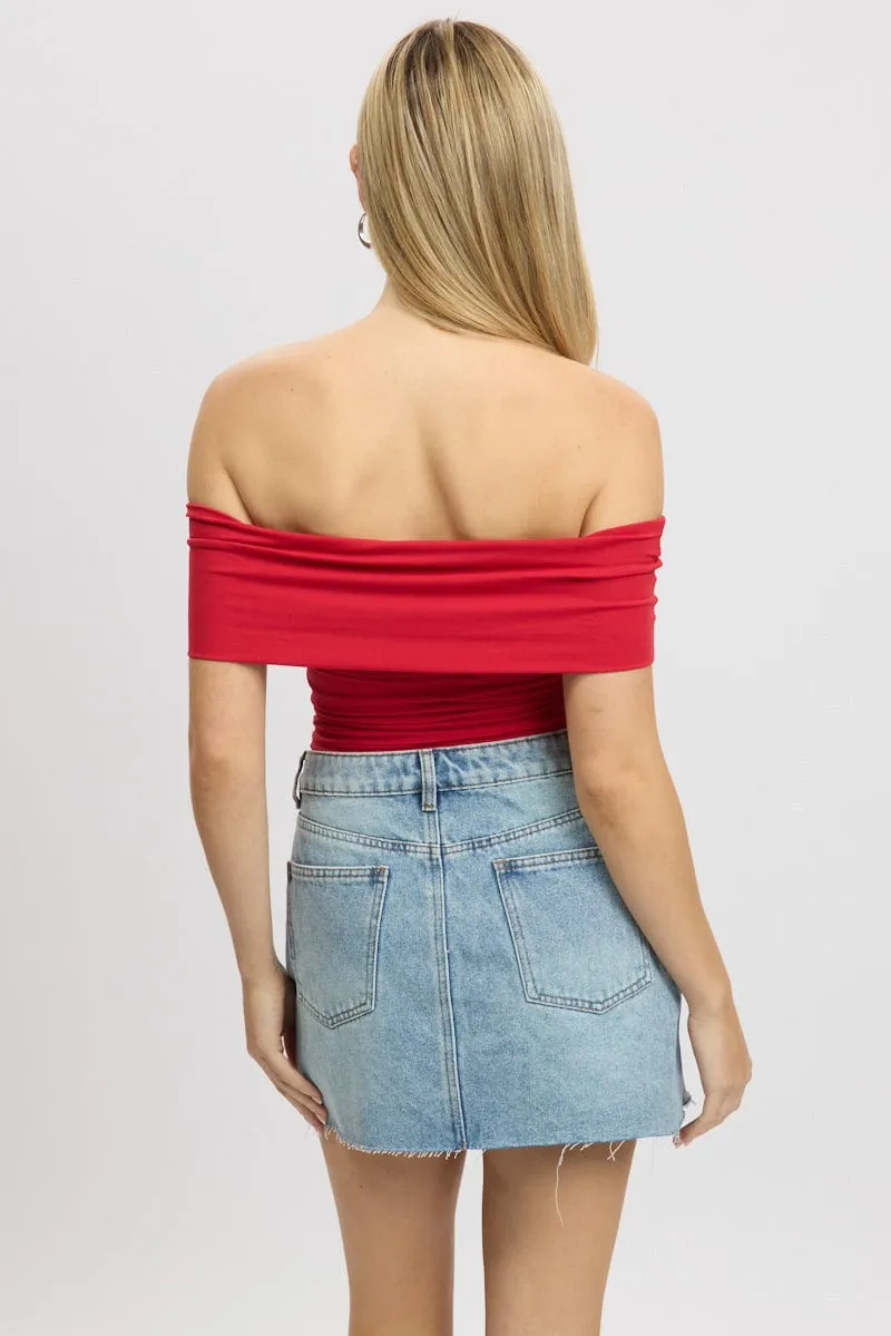Red Off Shoulder Top Jersey sold by Ally Fashion product image thumbnail 5
