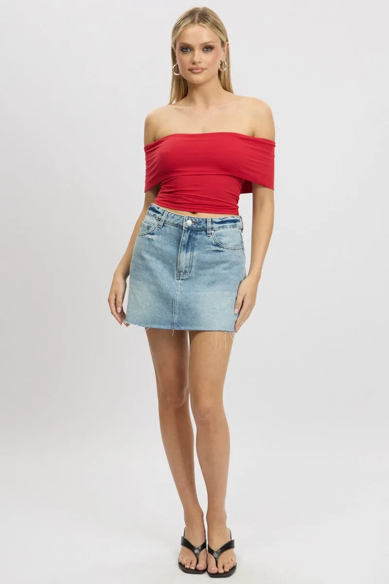 Red Off Shoulder Top Jersey sold by Ally Fashion product image thumbnail 2