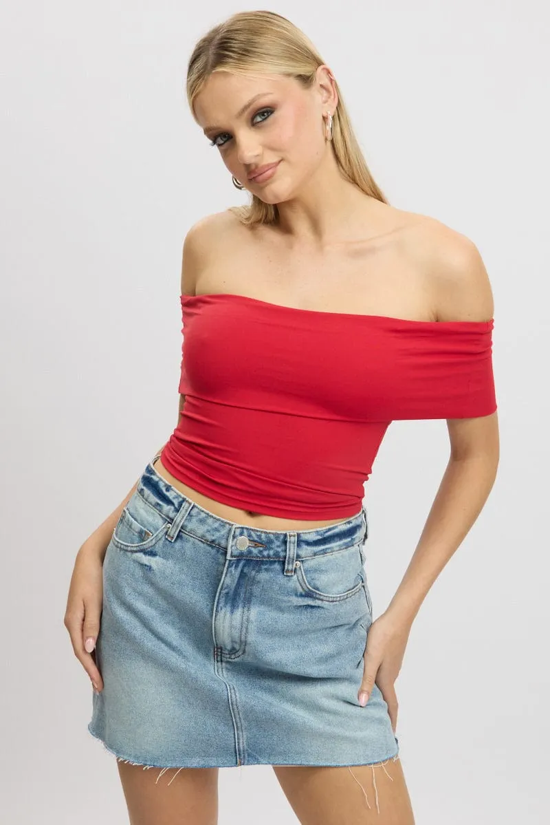 Red Off Shoulder Top Jersey sold by Ally Fashion product image thumbnail 3