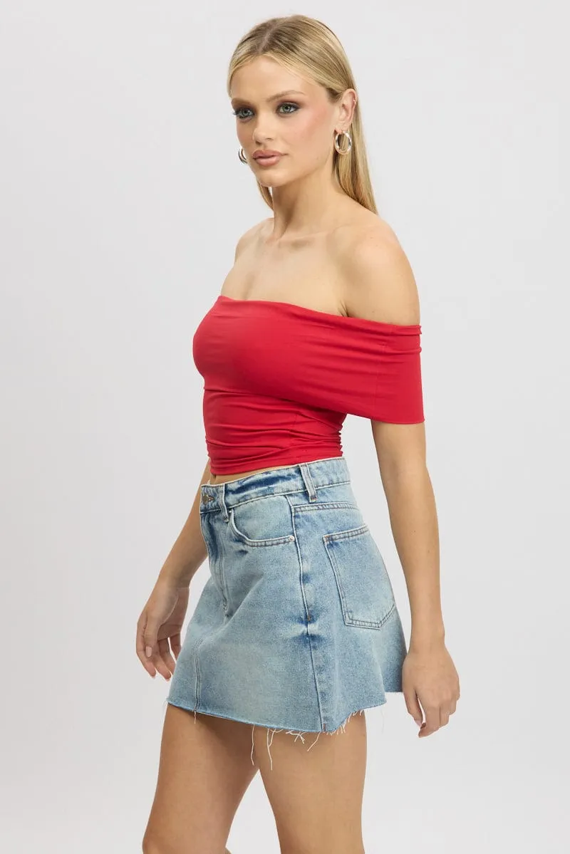 Red Off Shoulder Top Jersey sold by Ally Fashion product image thumbnail 4