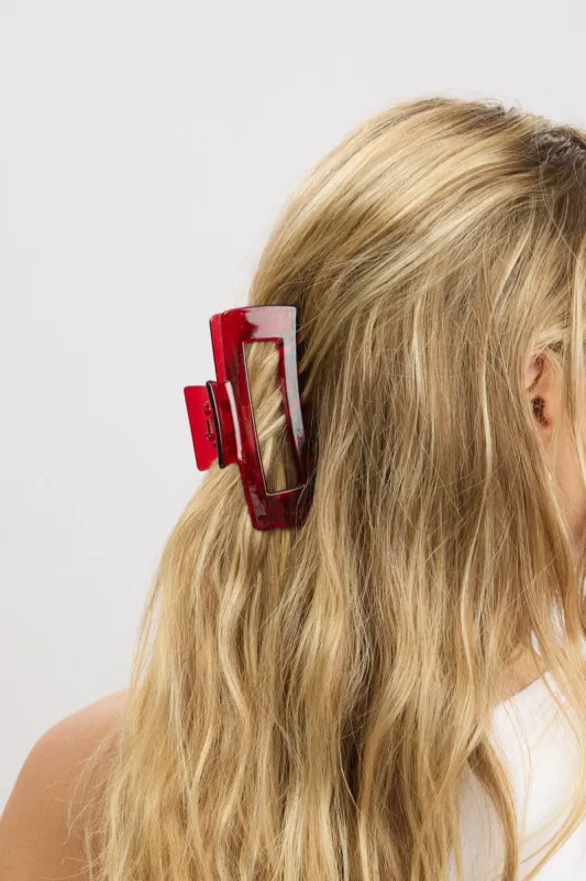 Red Large Rectangle Claw Clip sold by Ally Fashion