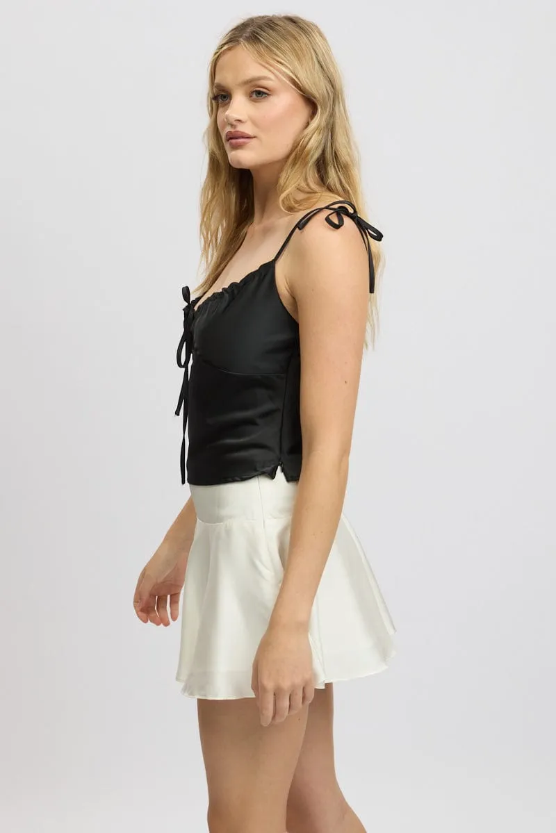 Black Satin Cami Top Ruched Bust sold by Ally Fashion product image thumbnail 4