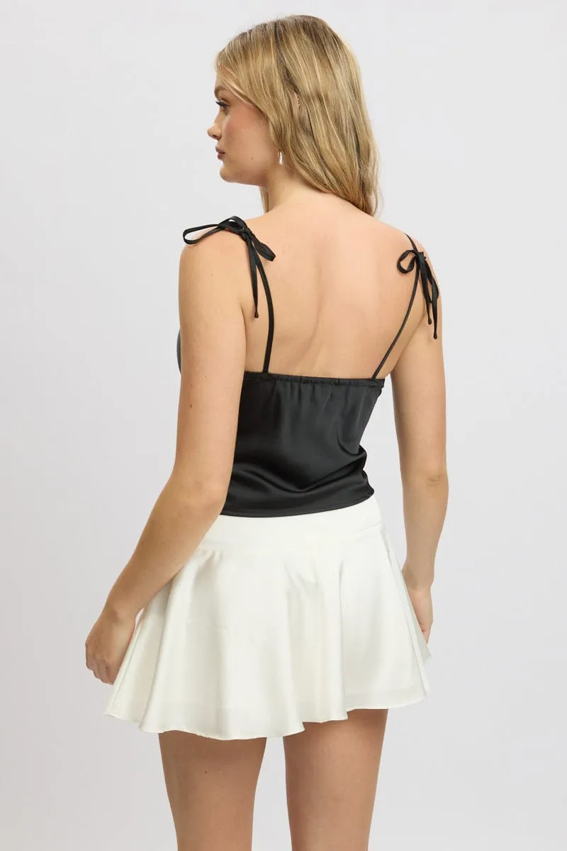 Black Satin Cami Top Ruched Bust sold by Ally Fashion product image thumbnail 5