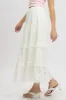 White Maxi Skirt High Waisted Tiered Broidery Eyelet sold by Ally Fashion