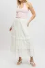 White Maxi Skirt High Waisted Tiered Broidery Eyelet sold by Ally Fashion
