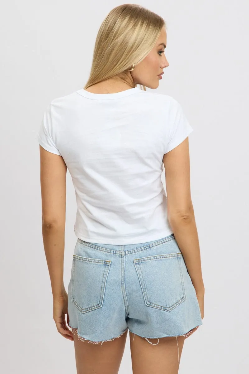 White Graphic Tee Short Sleeve sold by Ally Fashion product image thumbnail 5