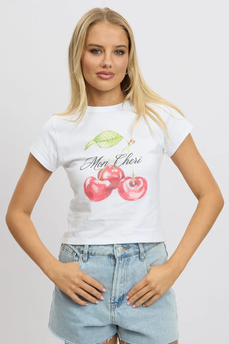 White Graphic Tee Short Sleeve sold by Ally Fashion product image thumbnail 2