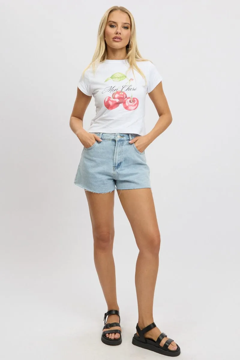 White Graphic Tee Short Sleeve sold by Ally Fashion product image thumbnail 3