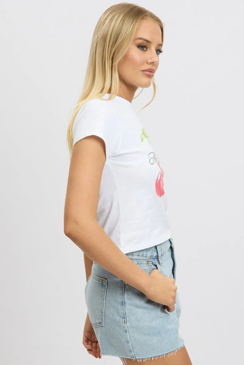 White Graphic Tee Short Sleeve sold by Ally Fashion product image thumbnail 4