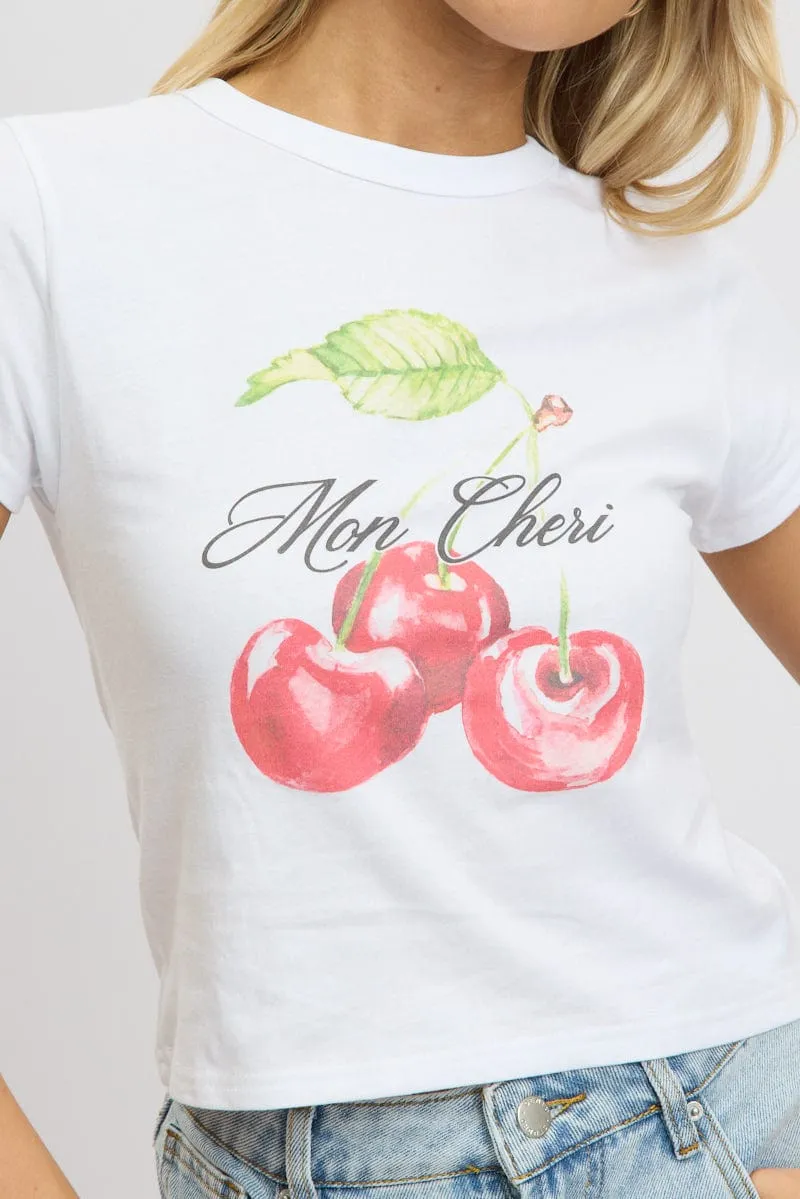 White Graphic Tee Short Sleeve sold by Ally Fashion