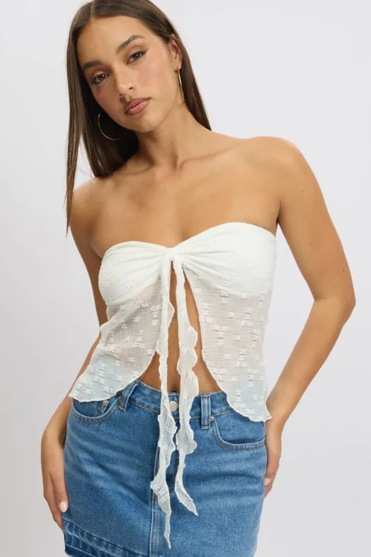 White Bandeau Top Lace sold by Ally Fashion