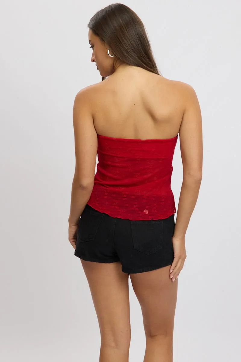 Red Bandeau Top Lace sold by Ally Fashion product image thumbnail 5