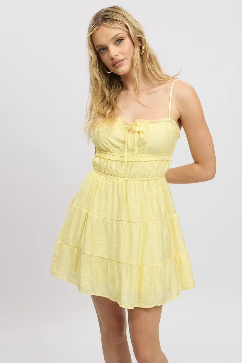 Yellow Fit And Flare Dress Cut Out sold by Ally Fashion