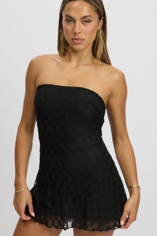 Black Mini Dress Strapless Lace sold by Ally Fashion