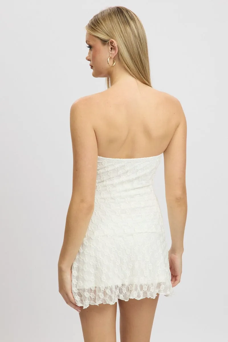 White Mini Dress Strapless Lace sold by Ally Fashion product image thumbnail 5