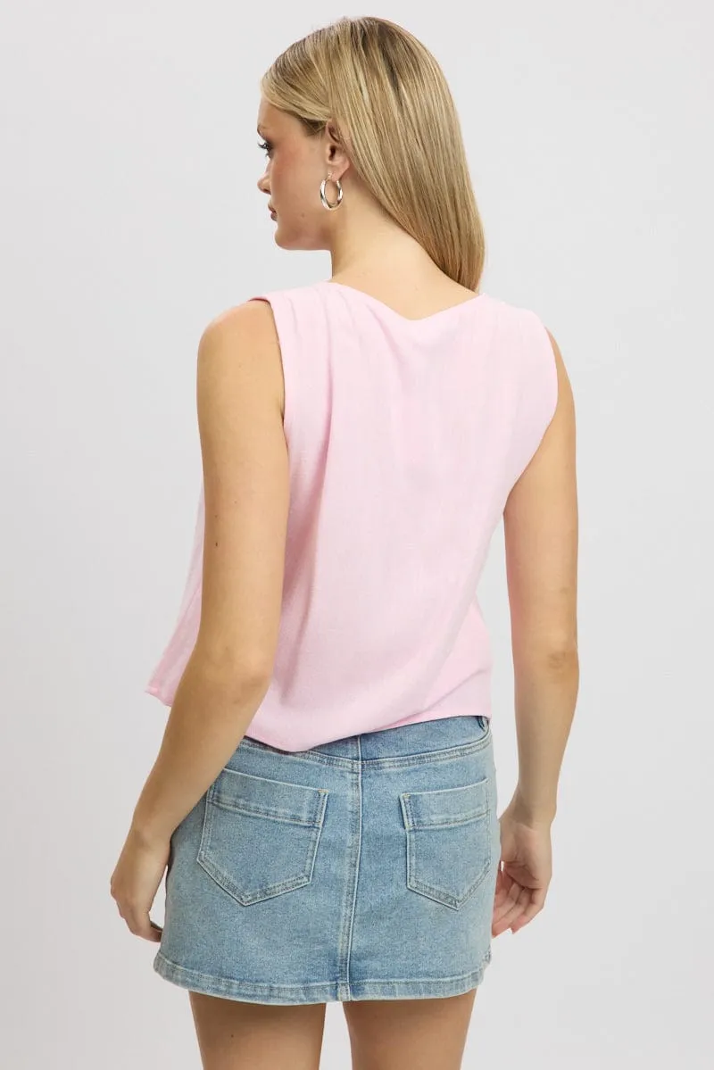 Pink Tie Up Top Linen sold by Ally Fashion product image thumbnail 5