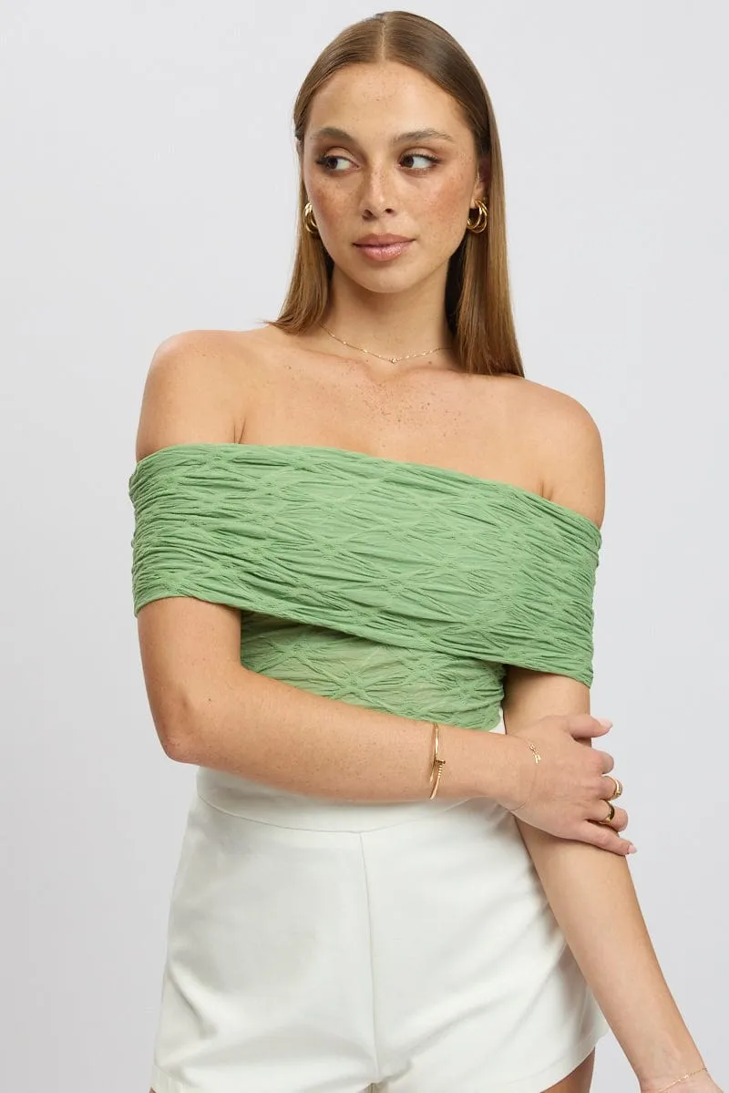 Green Textured Top Off Shoulder sold by Ally Fashion product image thumbnail 3