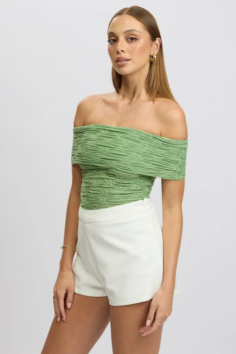 Green Textured Top Off Shoulder sold by Ally Fashion product image thumbnail 4