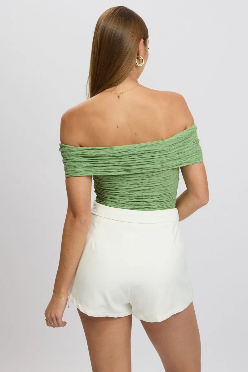 Green Textured Top Off Shoulder sold by Ally Fashion product image thumbnail 5