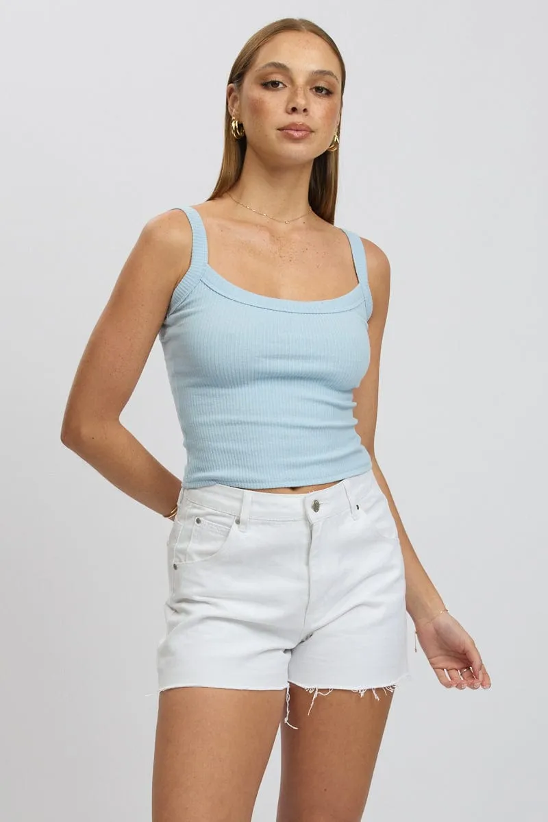 Blue Singlet Scoop Neck Rib sold by Ally Fashion product image thumbnail 3