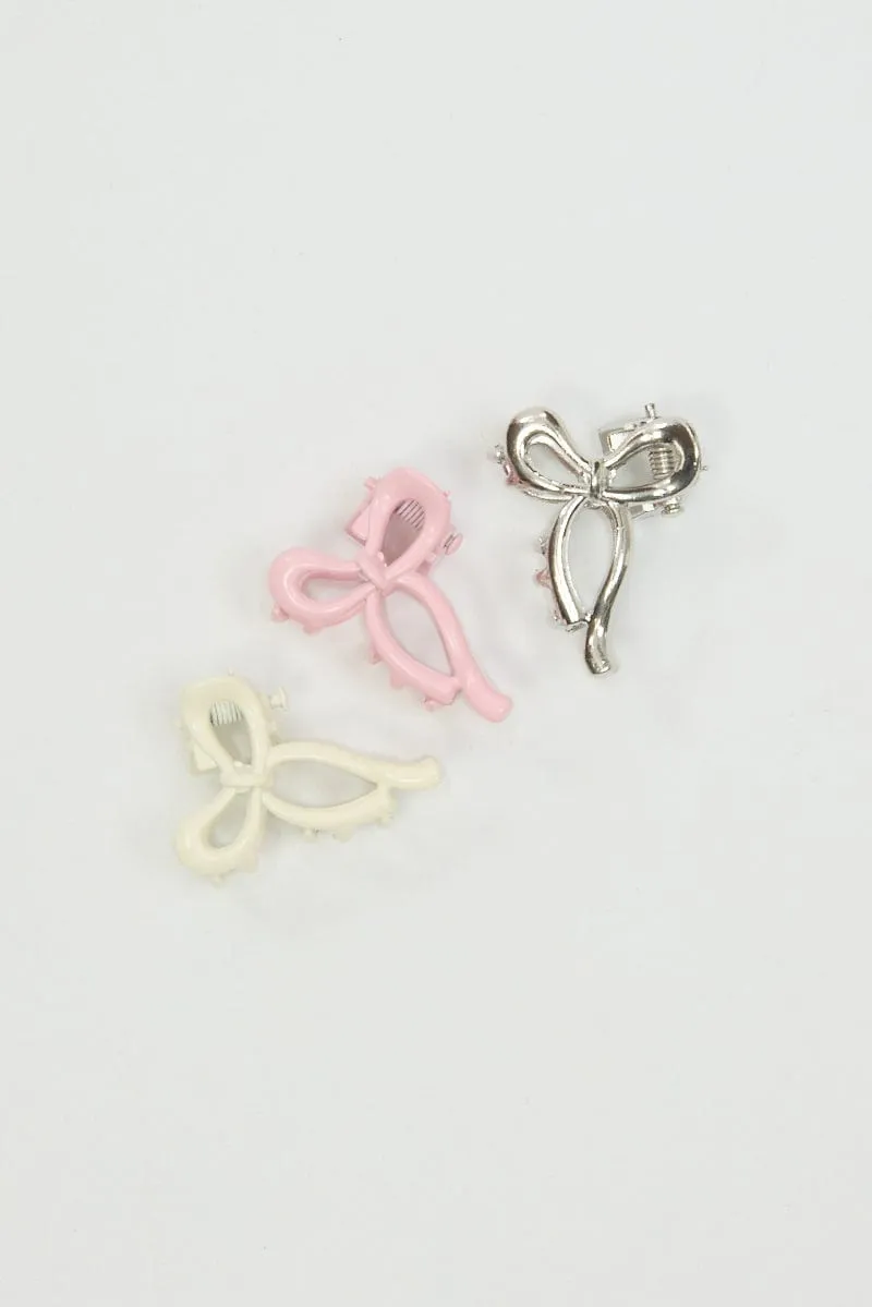 Multi 6 Pack Mini Bow Claw Clips sold by Ally Fashion