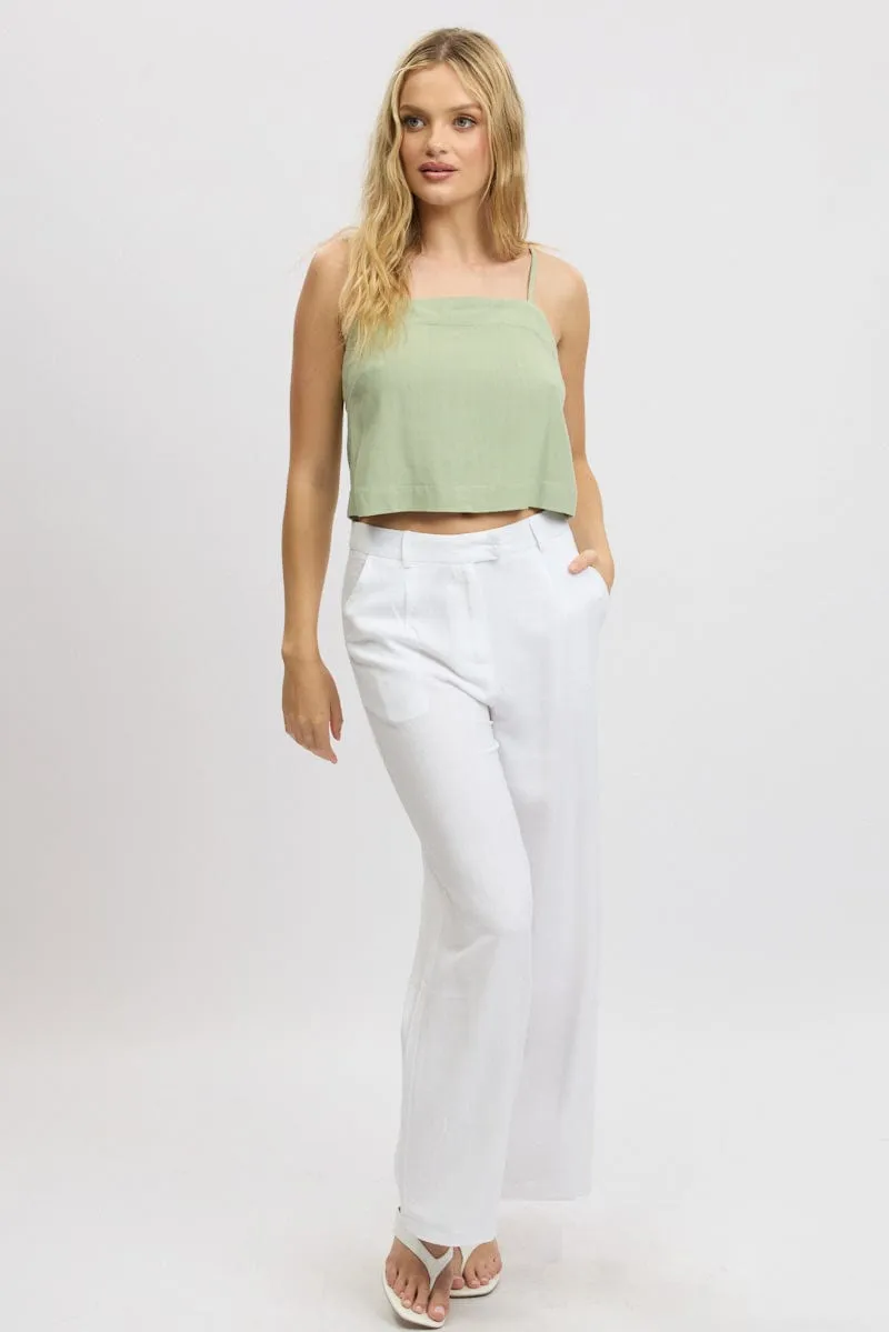 Green Cami Top Sleeveless Linen Blend sold by Ally Fashion product image thumbnail 2