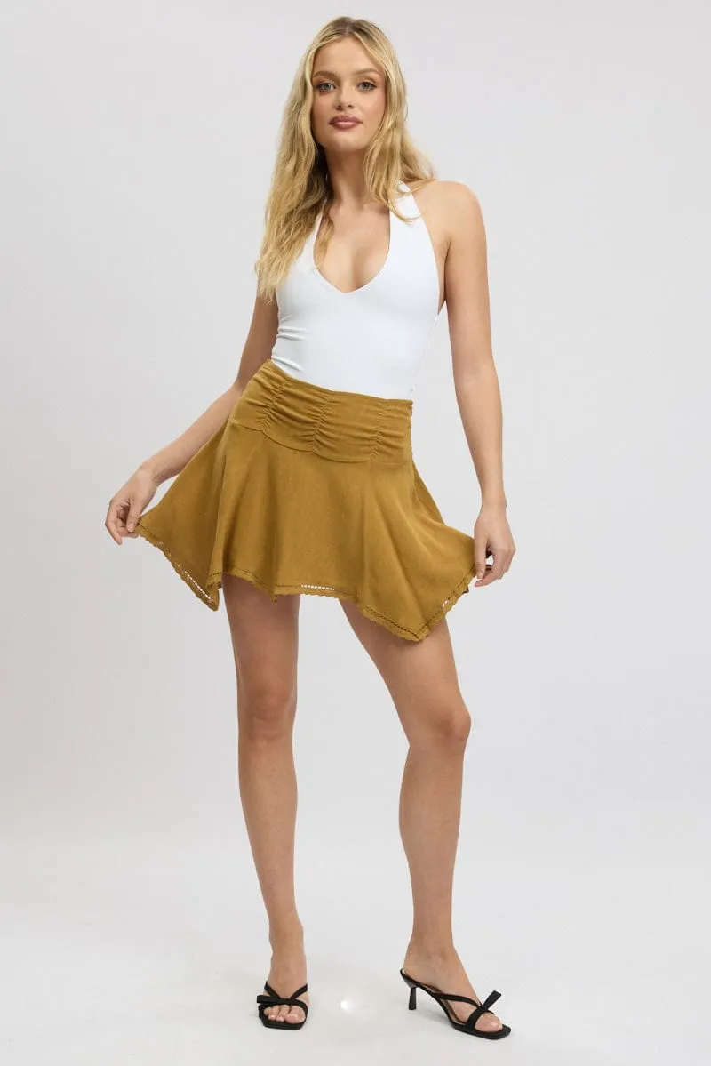 Beige Scarf Hem Skirt High Rise Mini Lined sold by Ally Fashion product image thumbnail 2