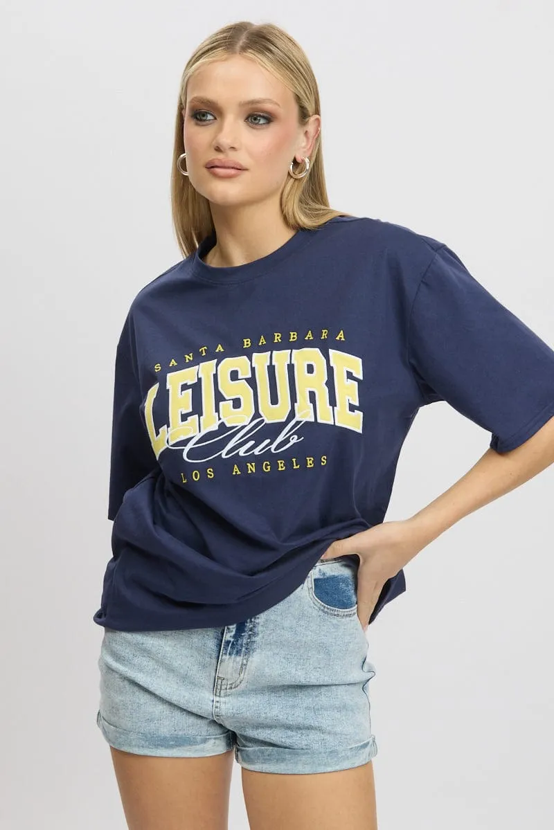 Blue Graphic Tee Short Sleeve sold by Ally Fashion product image thumbnail 3