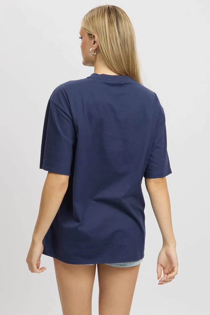 Blue Graphic Tee Short Sleeve sold by Ally Fashion product image thumbnail 5