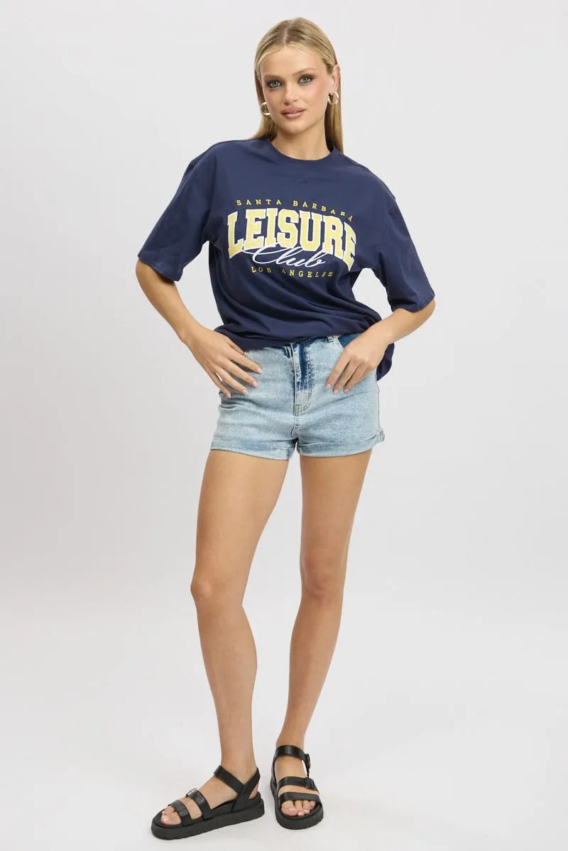 Blue Graphic Tee Short Sleeve sold by Ally Fashion product image thumbnail 2