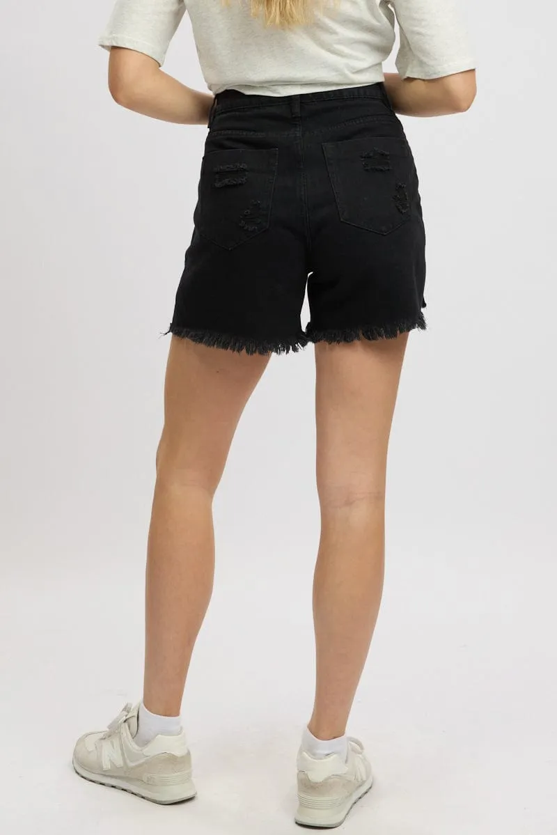 Black Relaxed Shorts High Rise sold by Ally Fashion product image thumbnail 5