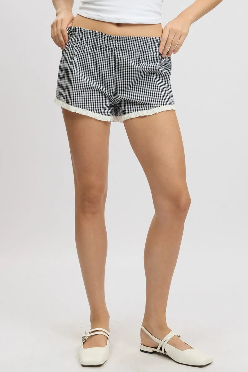 Black Check Shorts Mini Frilled Hem sold by Ally Fashion product image thumbnail 2