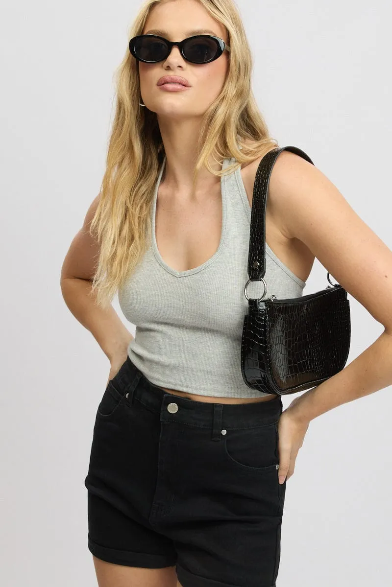 Grey Halter Top Sleeveless Rib sold by Ally Fashion product image thumbnail 3