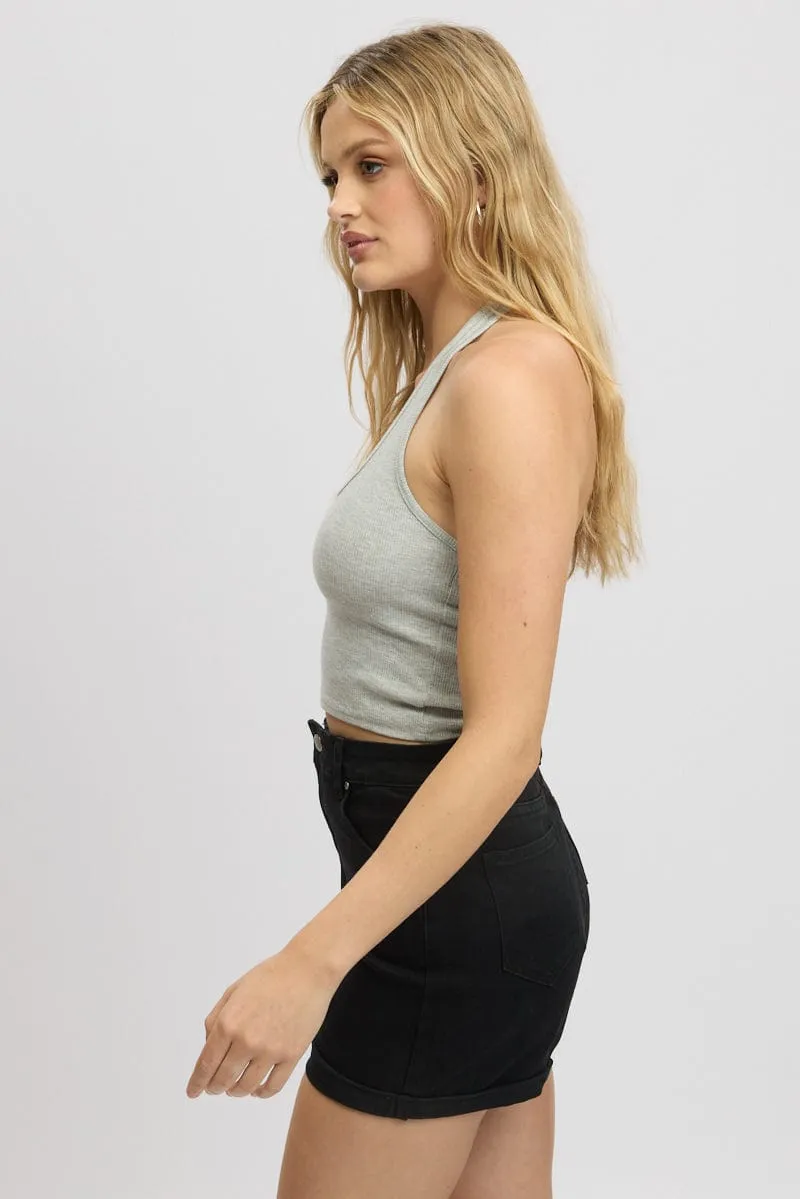 Grey Halter Top Sleeveless Rib sold by Ally Fashion product image thumbnail 4