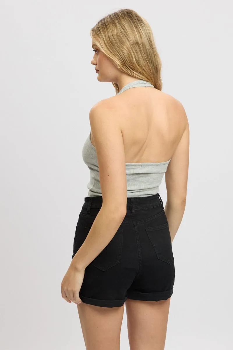 Grey Halter Top Sleeveless Rib sold by Ally Fashion product image thumbnail 5