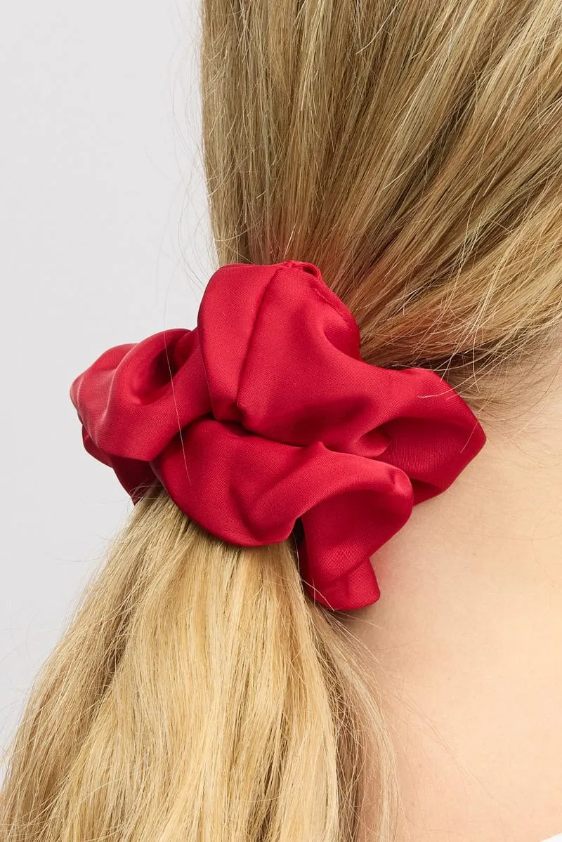 Red Oversized Satin Scrunchie sold by Ally Fashion product image thumbnail 2