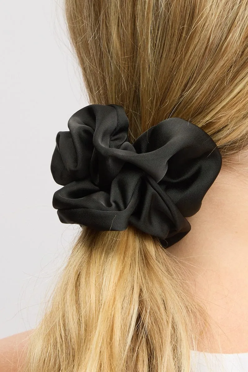 Black Oversized Satin Scrunchie sold by Ally Fashion product image thumbnail 2