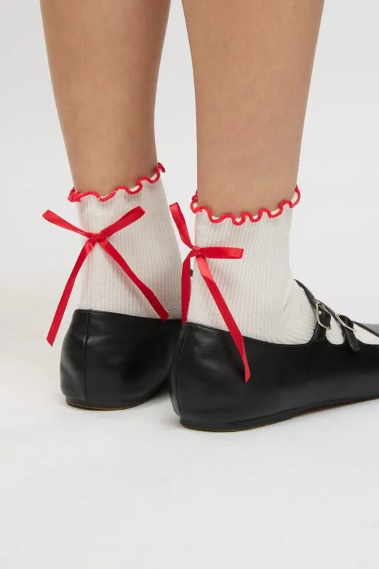 Red Frill Socks with Bow sold by Ally Fashion