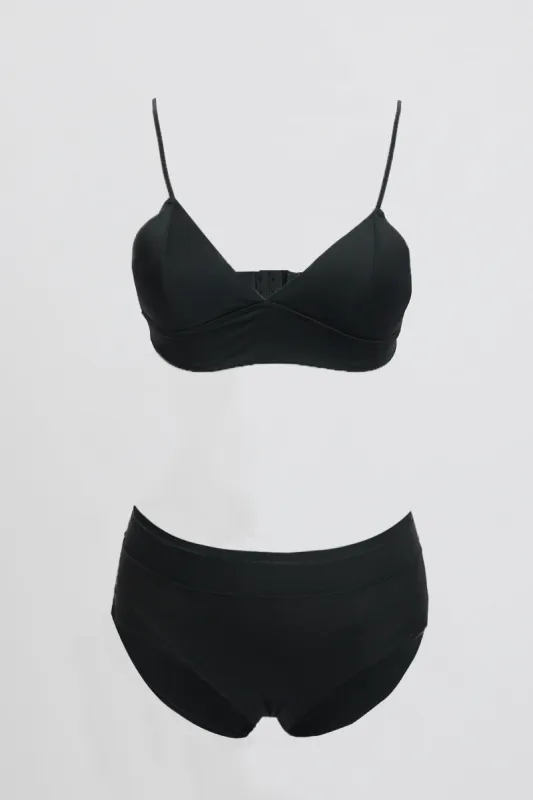 Black Triangle Bra and Briefs Lingerie Set sold by Ally Fashion