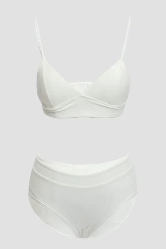 White Triangle Bra and Briefs Lingerie Set sold by Ally Fashion